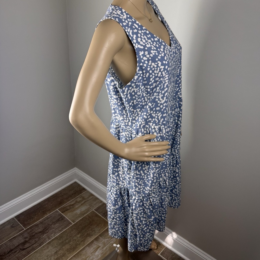 Matty M Tiered Linen Blend Cottagecore Lagenlook Loose Dress Women's Sz M Blue - Picture 8 of 16